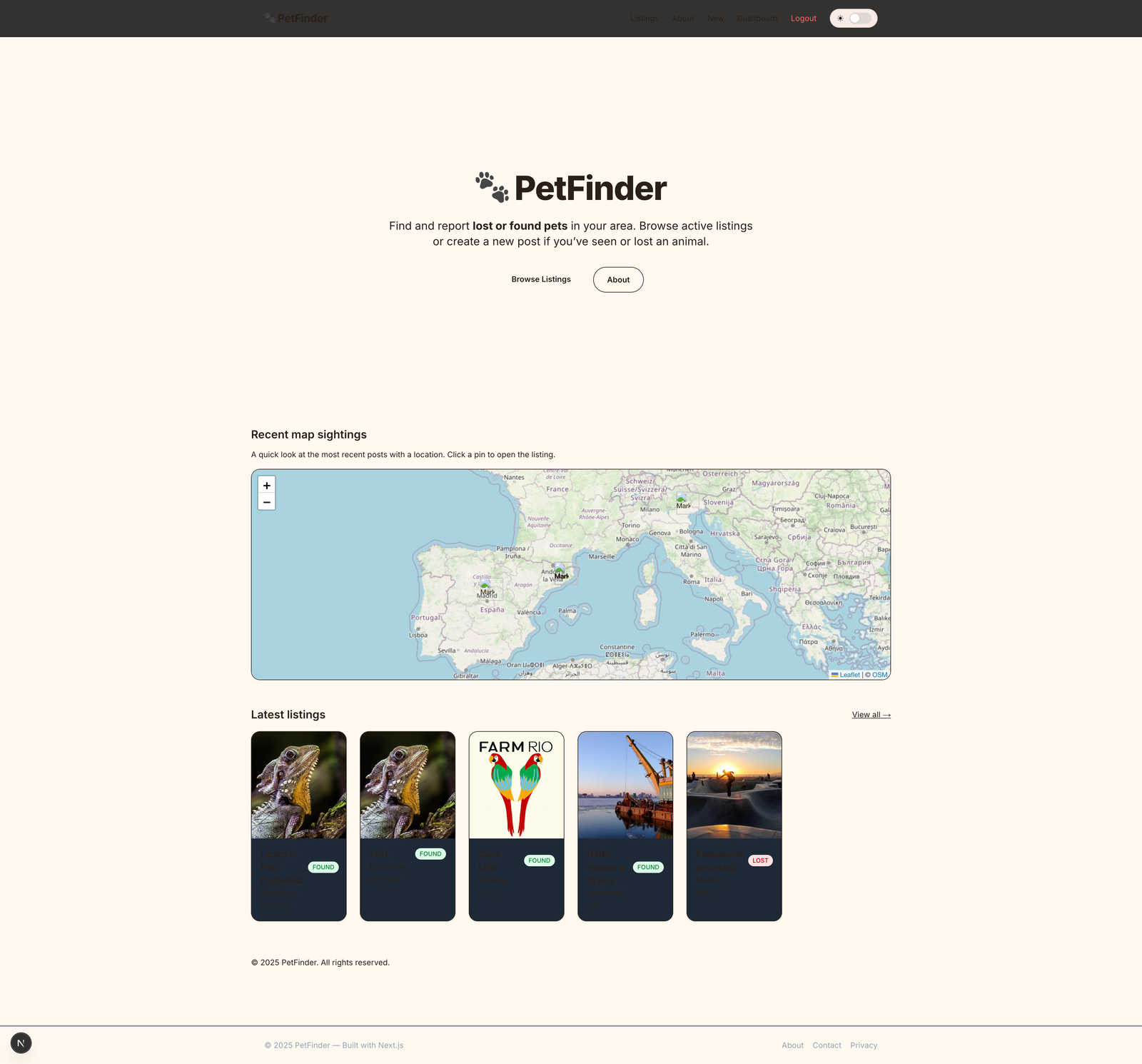 PetFinder — Listing