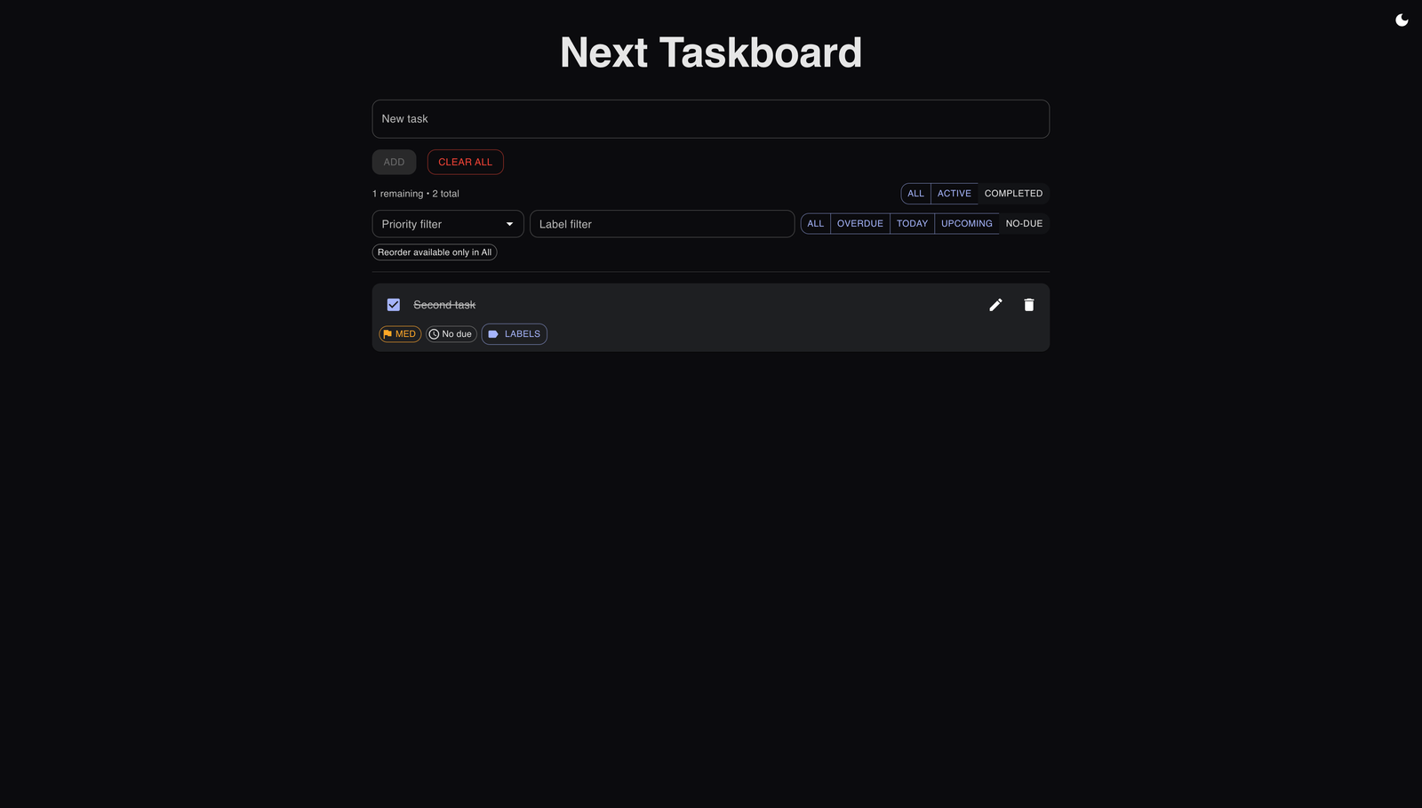 Taskboard — DnD flow