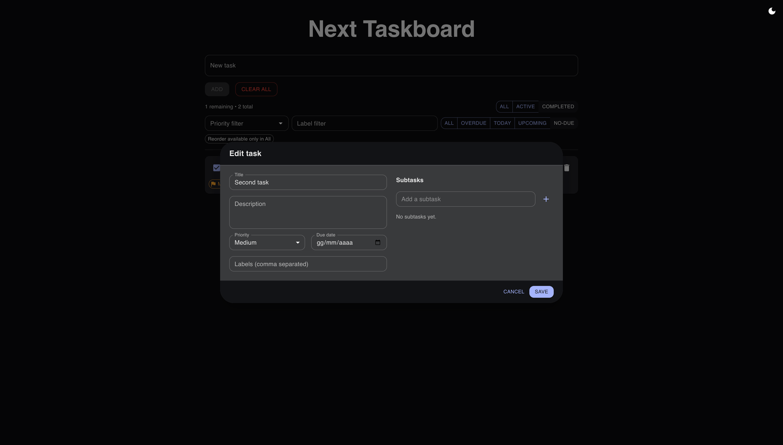 Taskboard — DnD flow