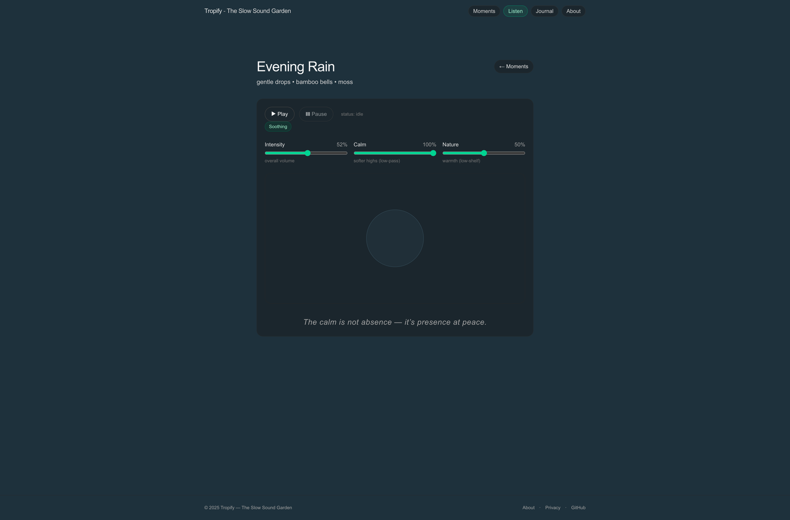 Tropify — Detail section